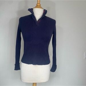 Vintage Ralph Lauren Polo Jeans Co. Navy Ribbed Sweater Size Medium Preppy Retro